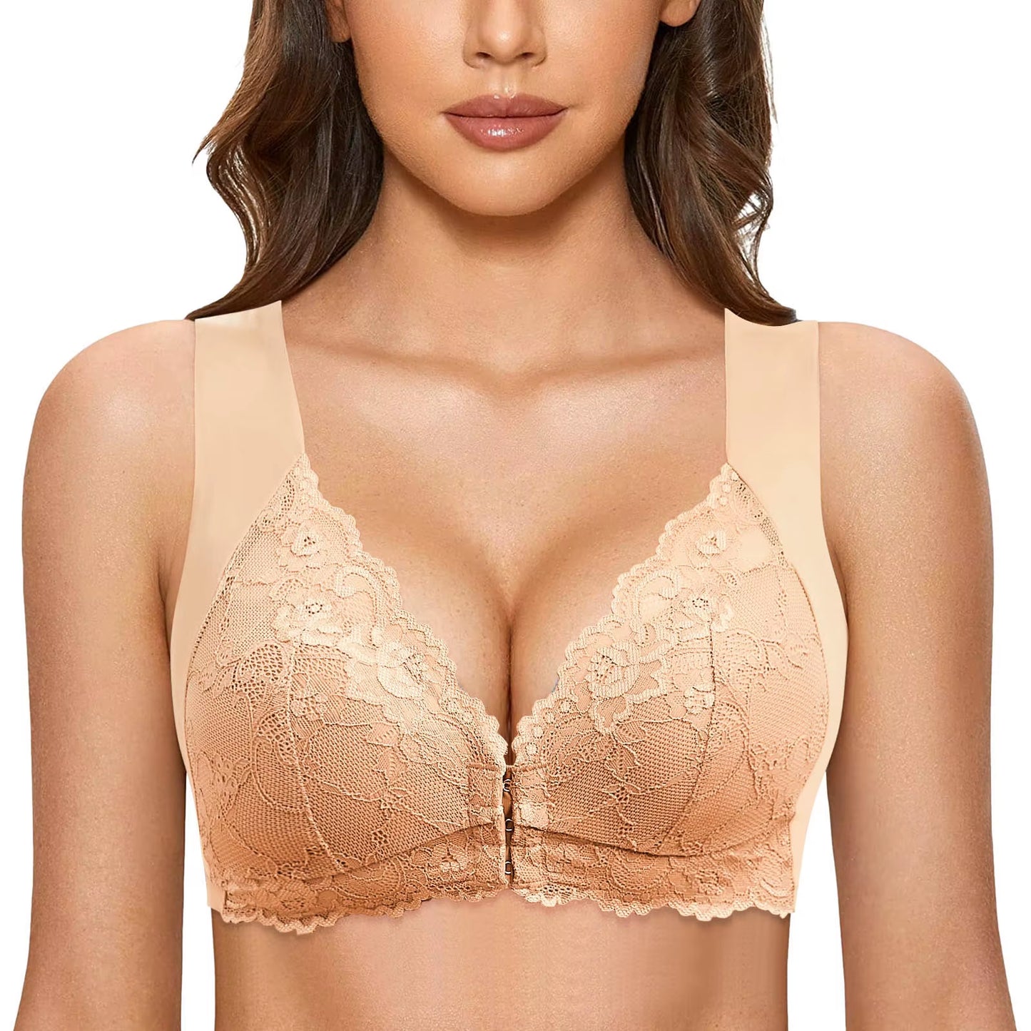 Lace Wireless Front Closure Bra Backless Lingerie Adjusted Push up Women Brassiere Gorge Underwear plus Size Lift up Bra